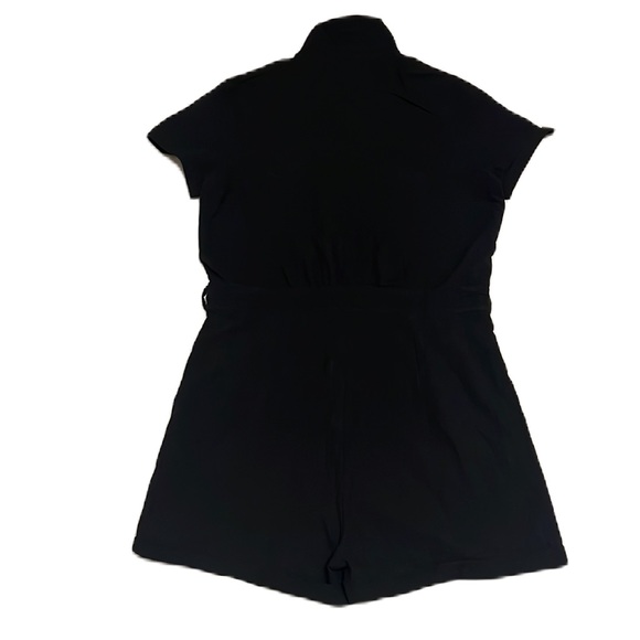 LOOKBOOK, Rolled Sleeves, Rolled Hem, Button Down Romper, Black, Size Small - Picture 2 of 4